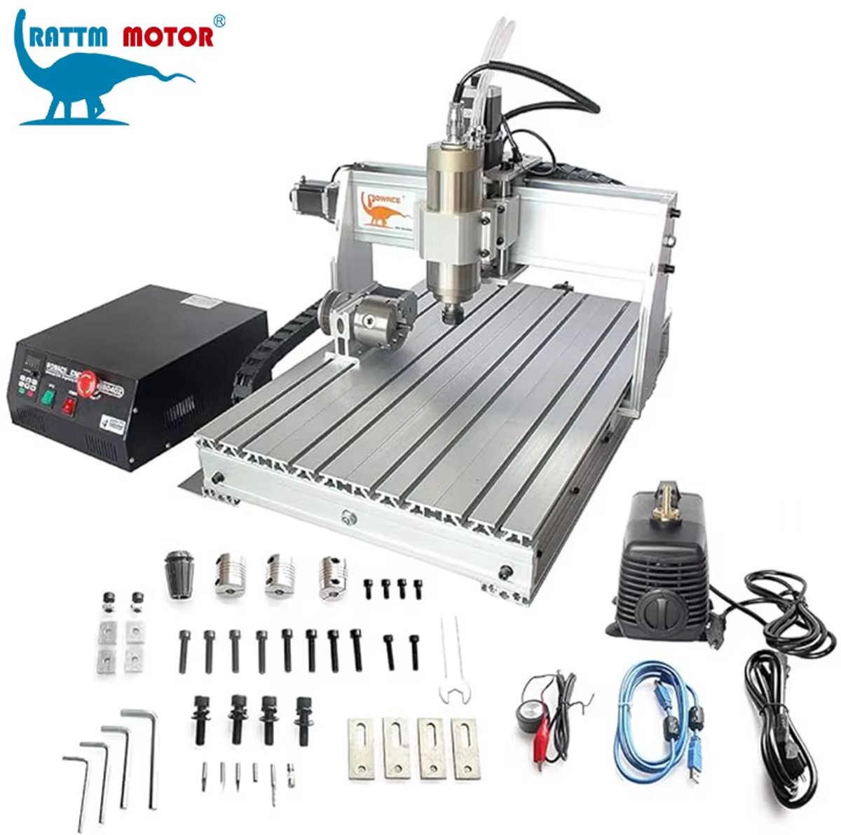 CNC Graveermachine 6040 USBCNC Met MPG - 2200 W Spindel - 380x575x80 mm Werkgebied - Aluminium Frame - 4-Assig Router