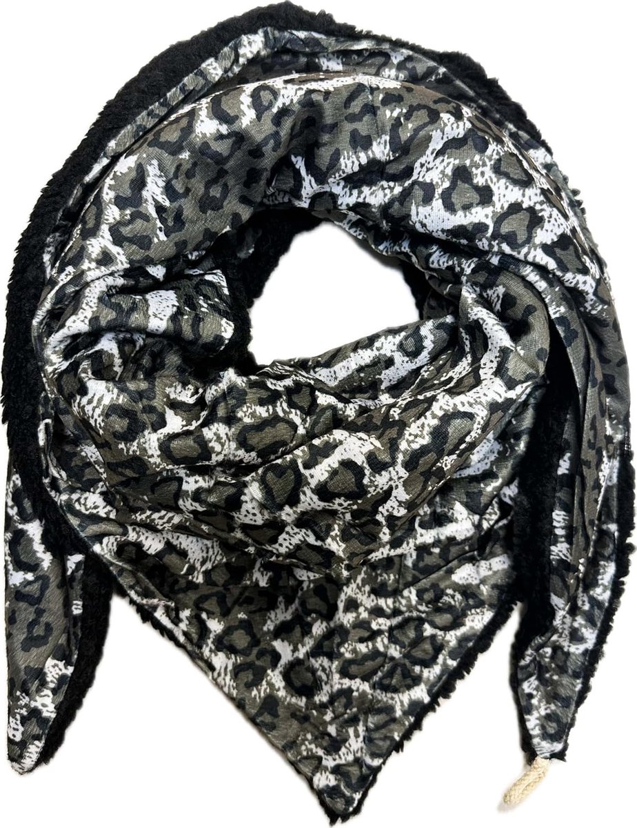 Driehoekige teddybont sjaal gebreide sjaal luipaard warme winter sjaal fashion doek driehoekige sjaal met knoop stola herfst lente doek leeuw