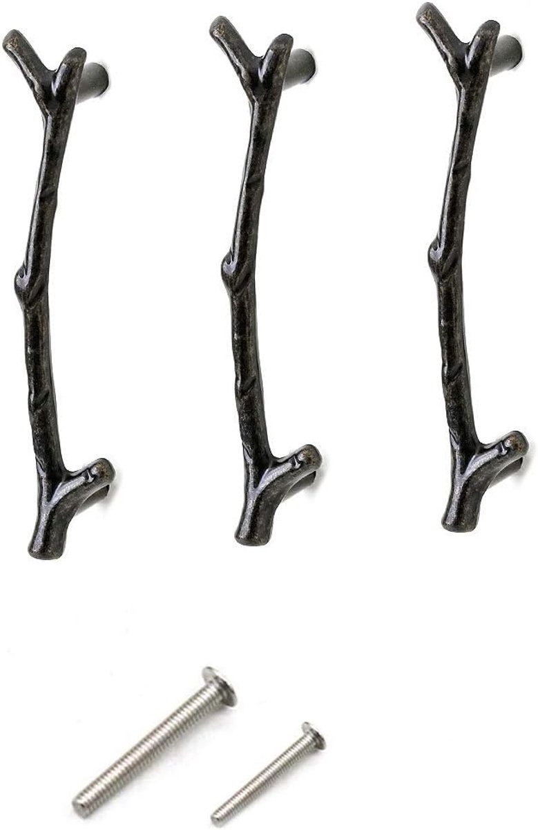 6 stuks zinklegering bronzen sleutelvormige knoppen trekt decoratieve kast kledingkast deur lade takknoppen trekt handgrepen voor meubels (6 stuks brons x 2 gaten (kort)