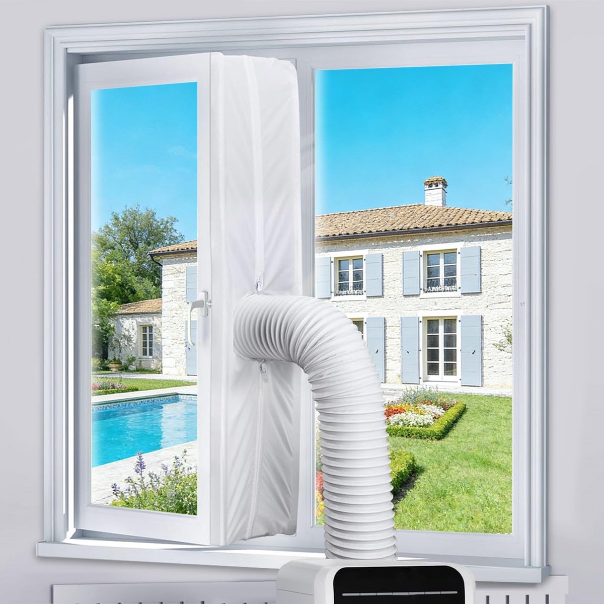 Raamafdichting voor airconditioning, afvoerslang, raamafdichting voor airconditioners, afvoerdrogers, raamafdichting voor mobiele airconditioners, wasdrogers, vleugelramen, dakramen (4 m)