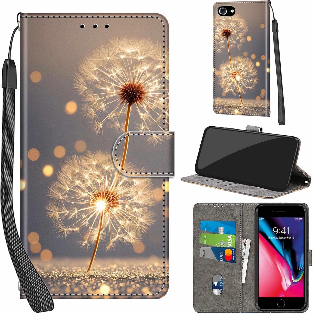 Portemonnee Telefoonhoes voor iPhone 7/8 / iPhone SE Paardenbloem