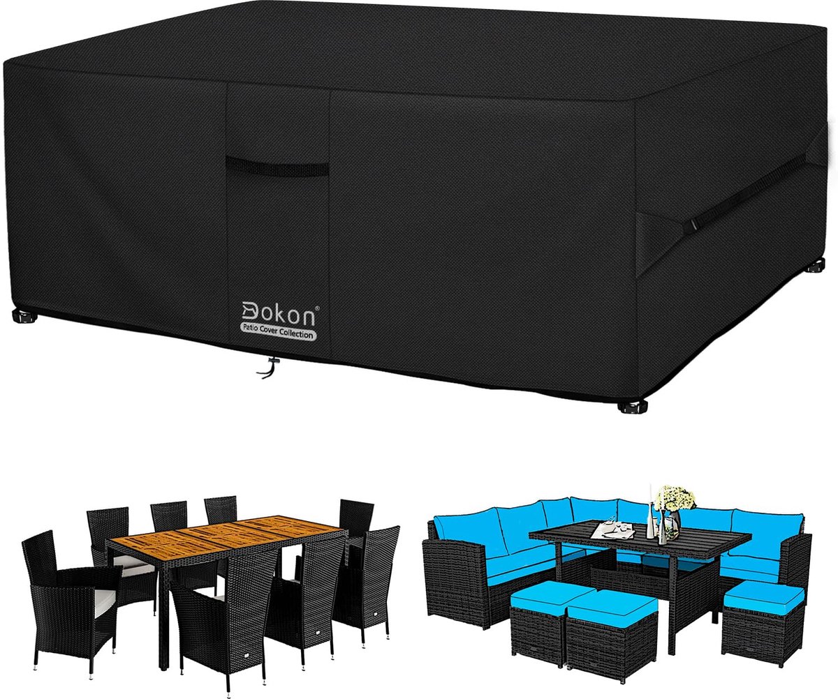 Famanu Afdekking voor tuinmeubelen, waterdicht, 200 x 160 x 74 cm, beschermhoes voor tuintafel, met ventilatieopeningen, robuust 420D Oxford-weefsel, stofdicht, anti-UV-afdekzeil voor terrasmeubels wit
