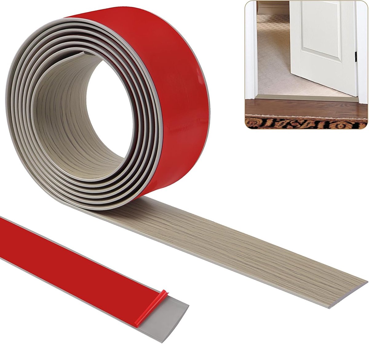 Drempelstrip, tapijtdeurlijst, vloerovergangstrip, zelfklevende vloerdeur-scheidingsstrips, vlakke gelamineerde vloerplint