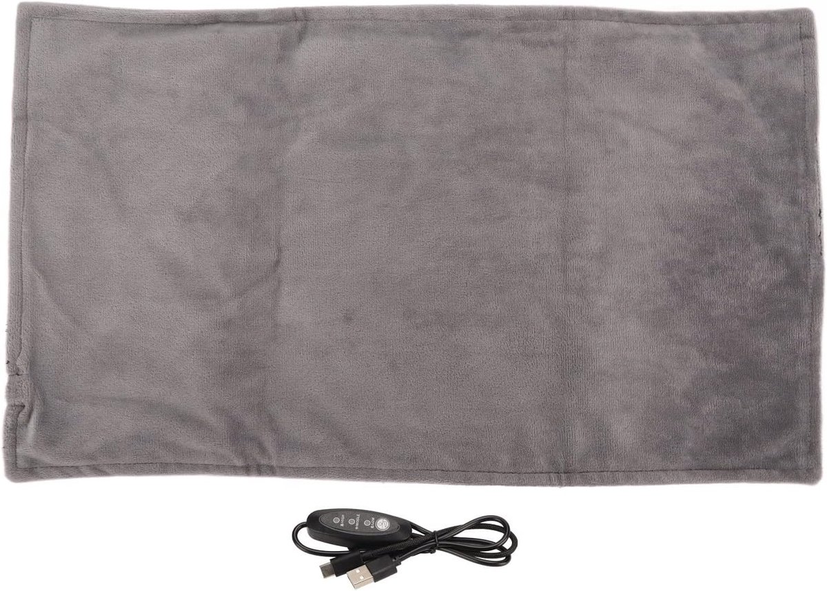 USB-Verwarmingskussen, Snelle Verwarming 3 Temperatuurmodi Temperatuurkussen Aanpassen Opvouwbaar Klein Elektrisch Verwarmingskussen Verwarmde Deken voor Rug-taillebenen, 19x11in