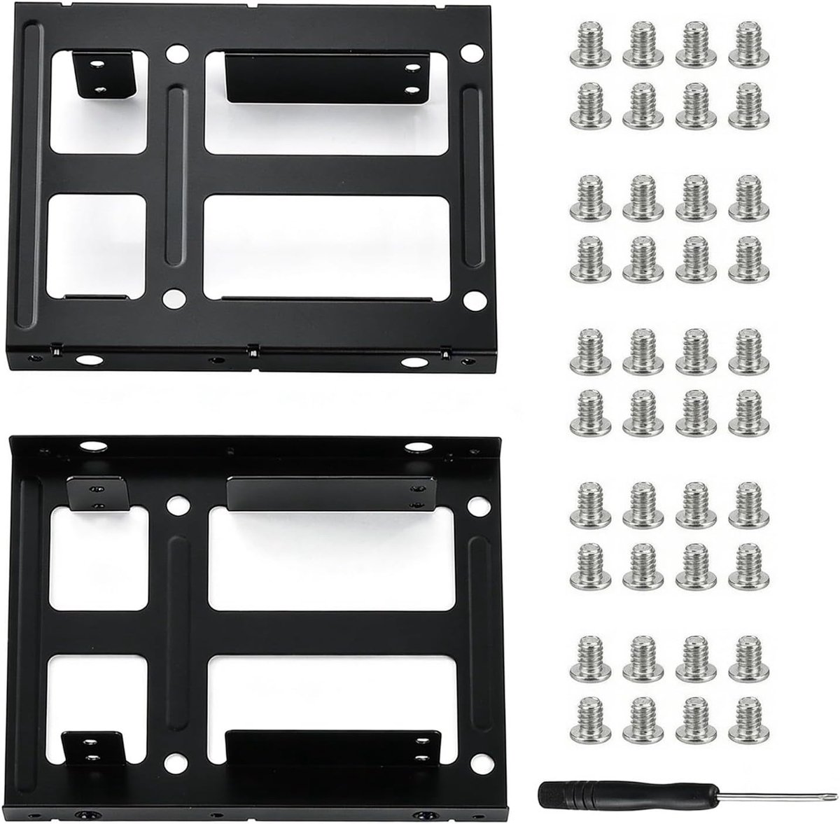 Inbouwframe voor 2 x 2,5 inch op 3,5 inch harde schijven, adapter, wissellijst, houders, rails 2,5 tot 3,5 inch HDD SSD montagebeugel incl. 1 schroevendraaier en 5 stuks schroeven