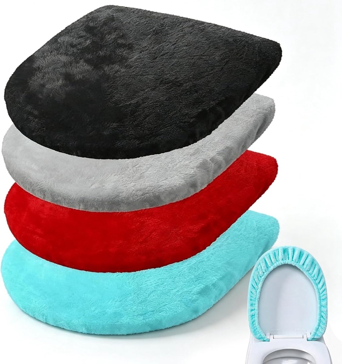 4 stuks fluwelen pluche wc-brilhoes, universele maat, zachte bescherming tegen kou