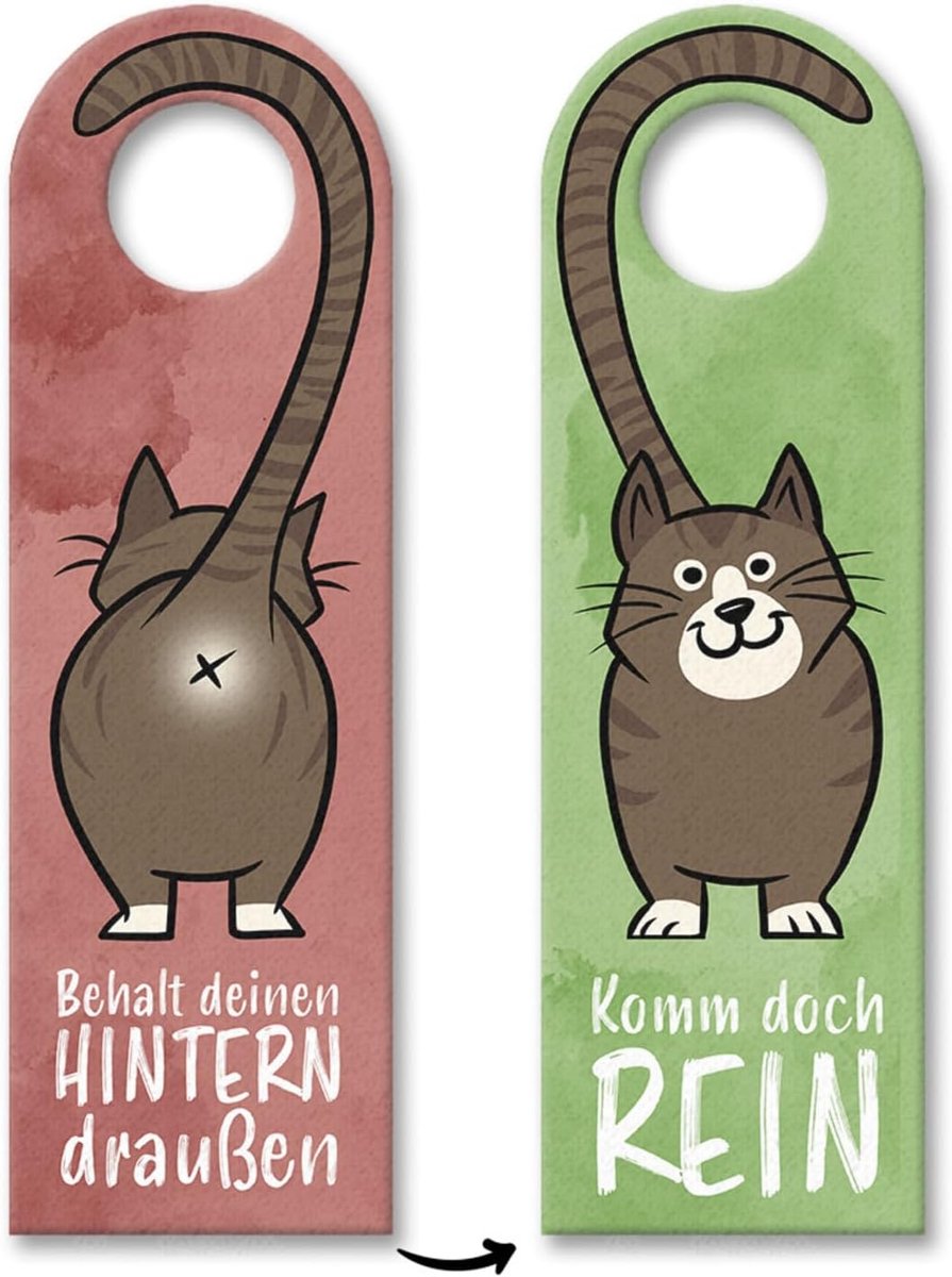 Speecheese Kom toch in of houd je achterwerk buiten – deurhanger met bruine kat