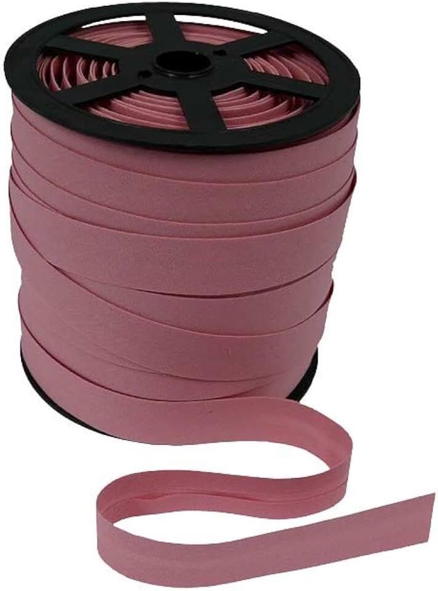 Biaisband/versterkingsband naadband 100% katoen biaisbanden 18 mm gevouwen (licht - roze (136))
