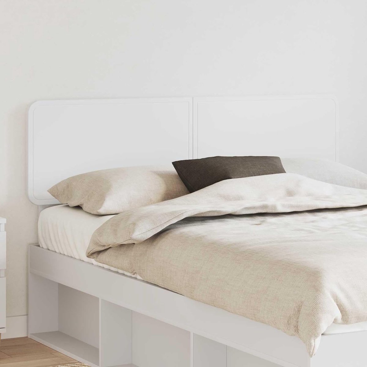 Wit 160 cm hout met minimalistisch design voor slaapkamer, moderne esthetiek en functionele rugsteun, duurzaam frame van houtmateriaal