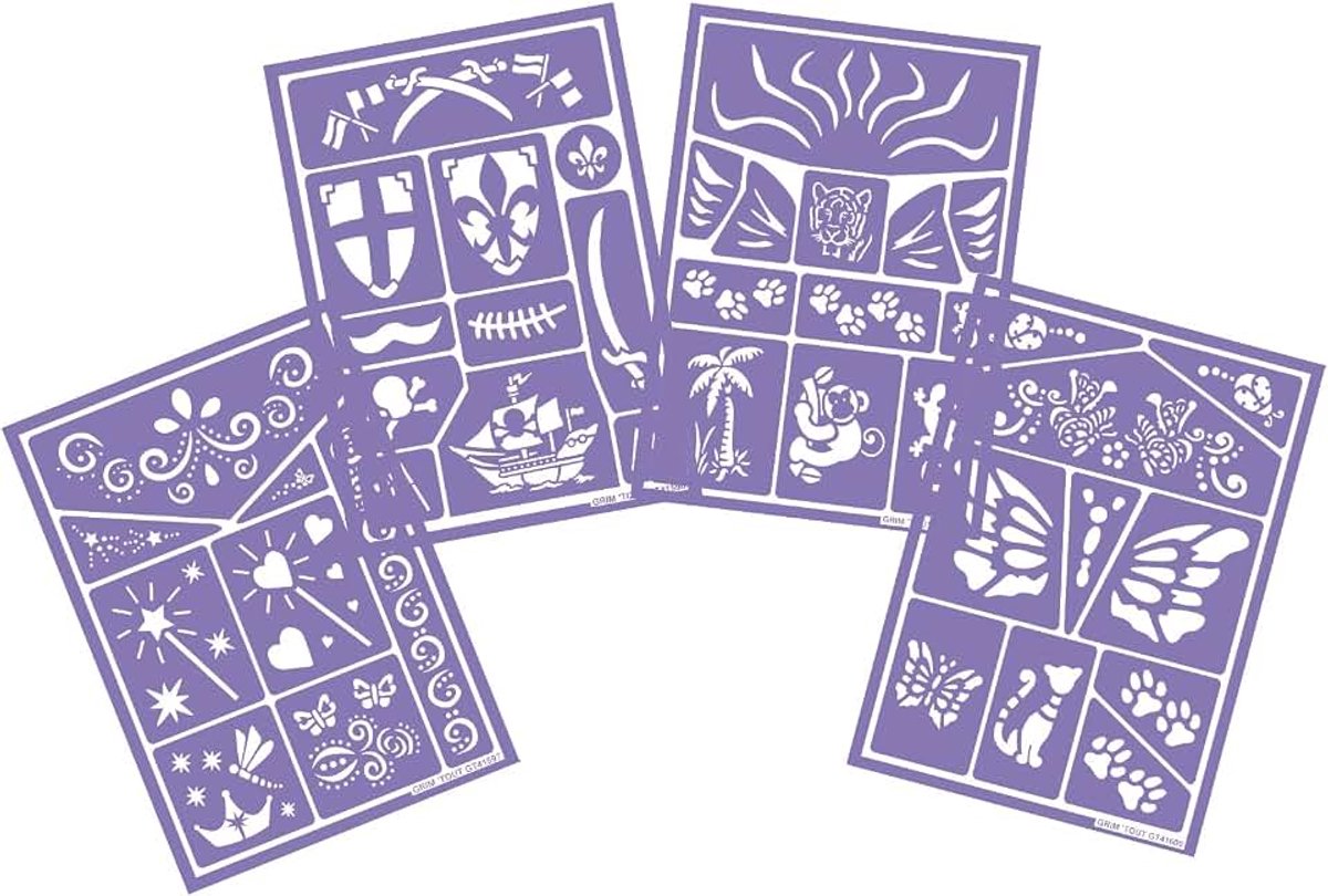 Kit 4 schminkstiften voor kinderen - Schminken, vermommen - kunstactiviteit - herbruikbaar en afwasbaar - ideaal voor verjaardags- en Halloweenfeestjes - diverse thema's