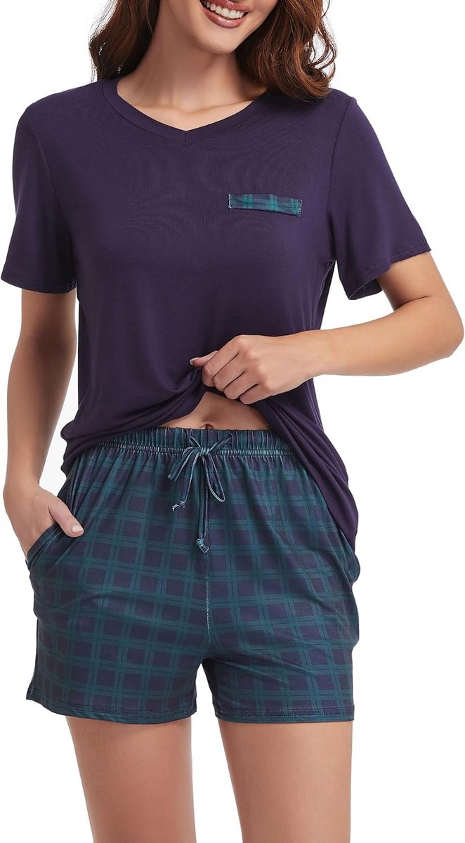 Pyjama dames korte pyjama dames zomer tweedelig dames katoen set slaapshirt dames korte mouwen shorty