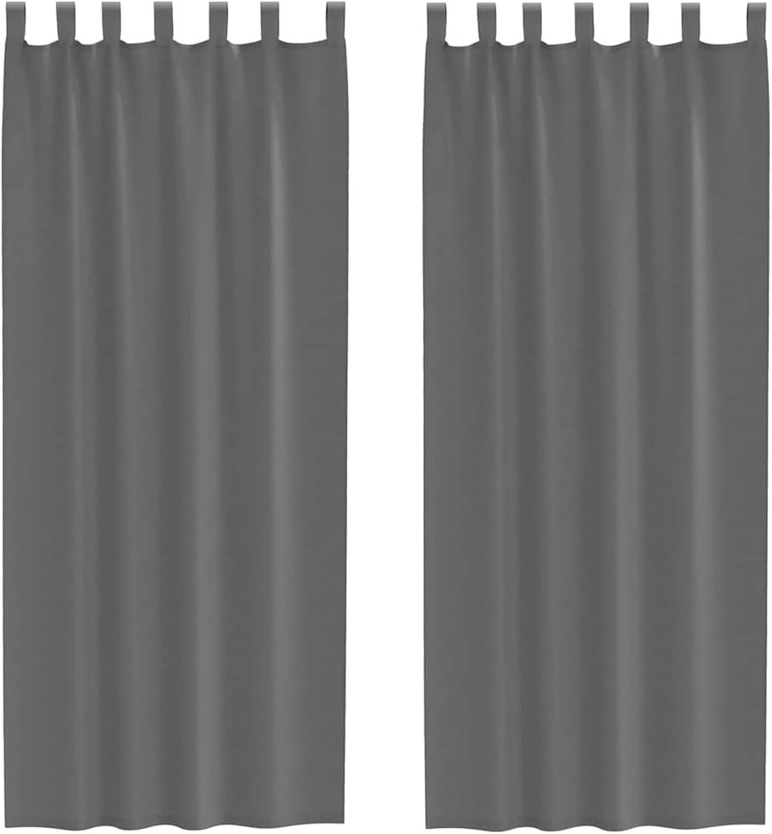 Gordijnen met lussen, semi-transparant, polyester, lichtdoorlatend, voor woonkamer, slaapkamer, keuken, balkon, 2 stuks, 140 x 260 cm, donkergrijs