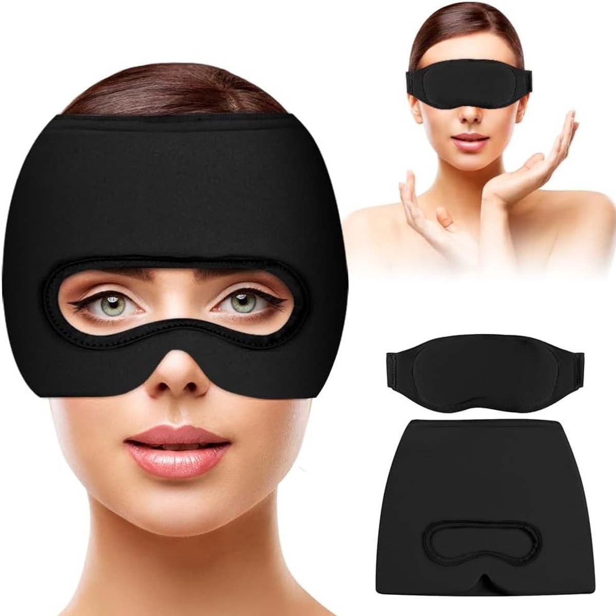 Migraine masker voor hoofdpijn met afneembaar oogmasker, herbruikbaar en comfortabel voor ontspanning