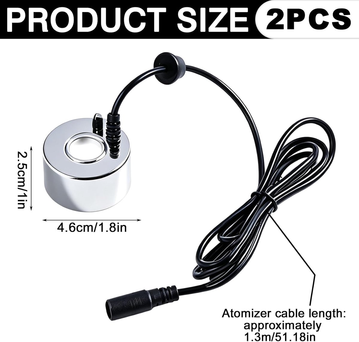 2 stuks ultrasone vernevelaars, ultrasone nevelmakers, 24 V, mini-nevel, luchtbevochtiger, mini-nevelfabrikant, watervernevelaar voor vijver, aquarium, tuin, stenen tuin, Halloween, pompoen, heksenpot