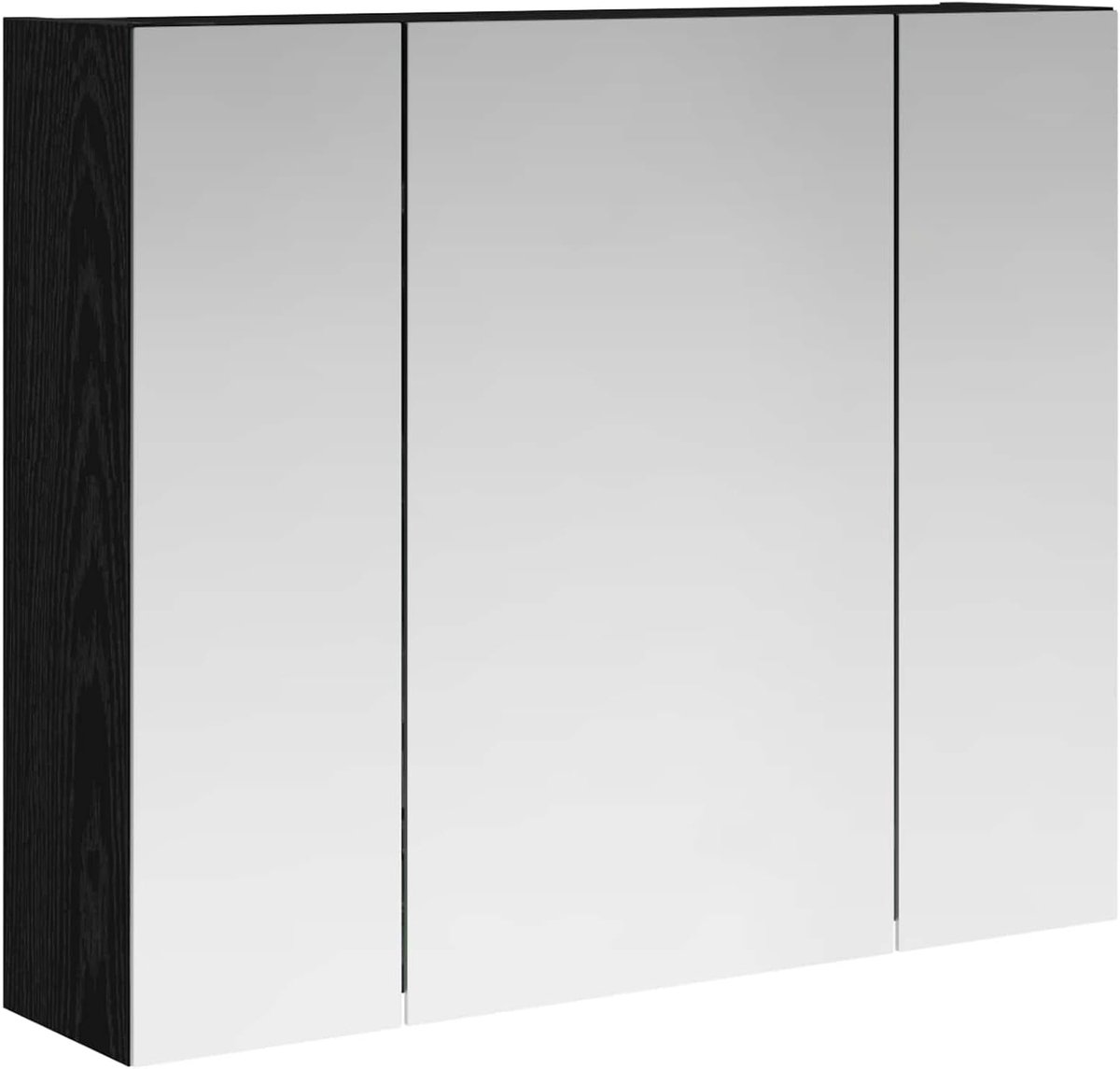 Badkamer spiegelkast zwart eiken look 60 x 14,5 x 50 cm, hangende badkamerkast opbergkast voor badkamer 889072