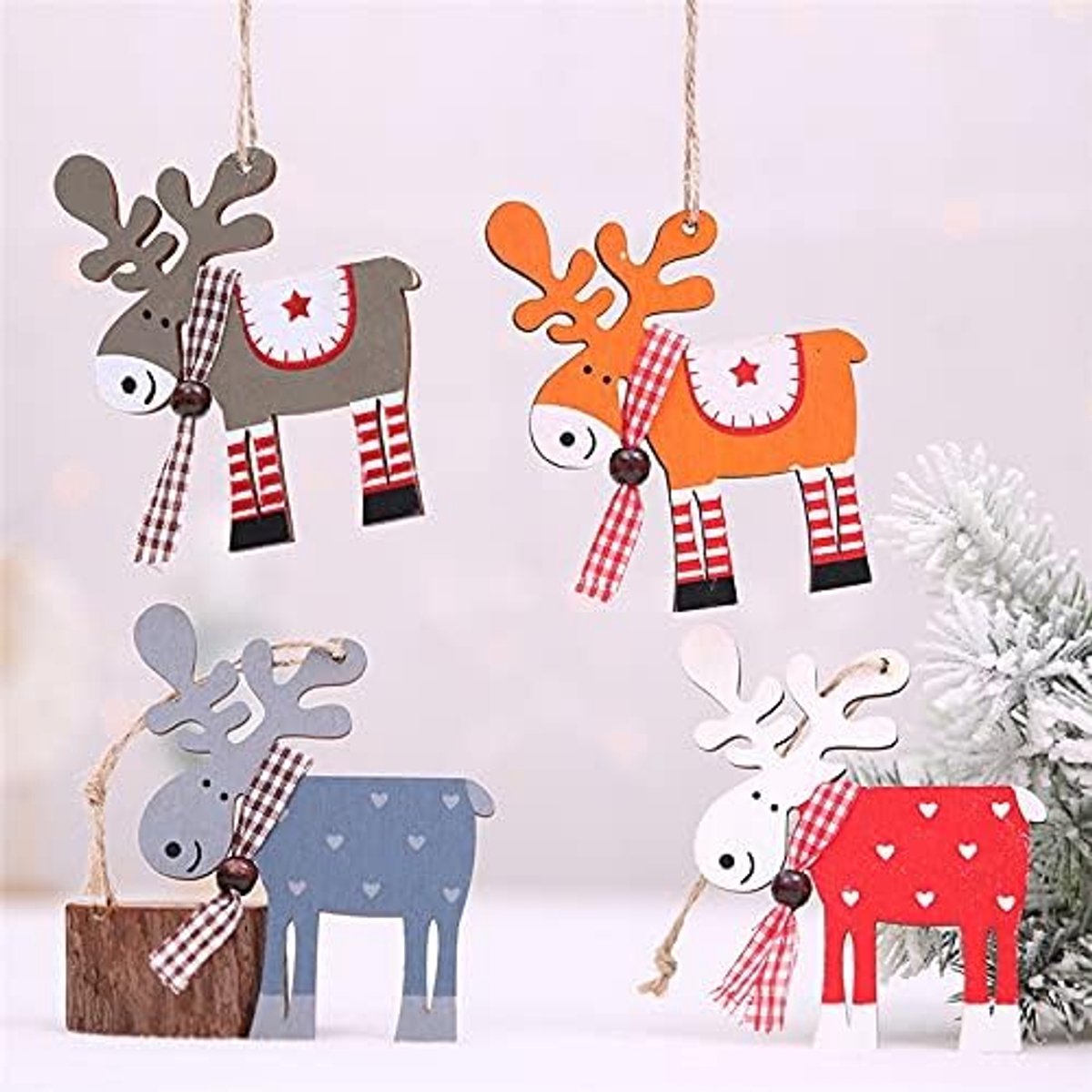 Kunstkerstboom Kerst Ornamenten Kerstboom Decor Houtgeschilderde Elanden Hanger Xmas Party Decor Herten Hangers Kerstdecoratie for Thuis (Color : B)