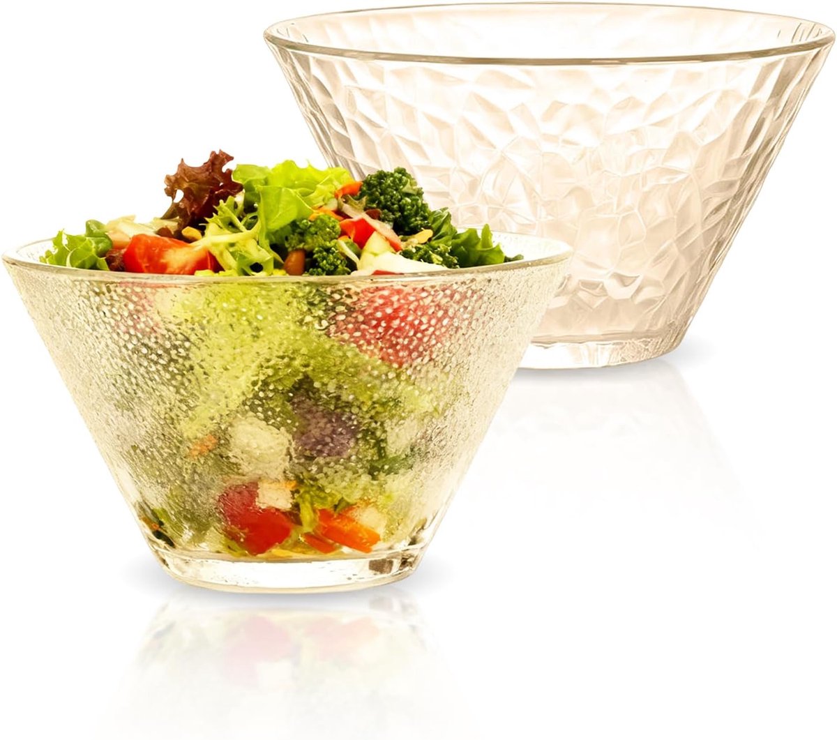 Salaschaal, Salaschaal Glas Schalen Set 2-Delige Glazen Schalen Salaschalen Hoogwaardige Moderne Salaschalen Ronde Schaal 14,4 cm Robuust En Stapelbaar Ideaal Voor Salades (Bruin)