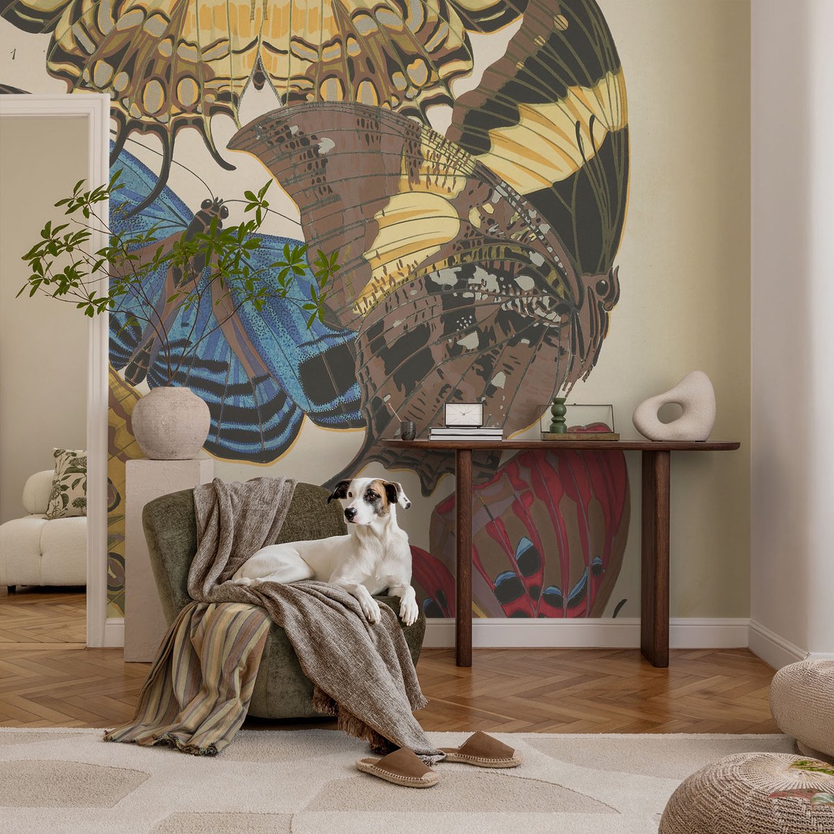 Coloray Vliesbehang - Zwart Snellijm Behang - 104x70 cm - Vlinders Als Inspiratiebron Fotobehang Vlies - Woonkamer behang Bloemen En Planten - Muurschildering - Woonkamer behang