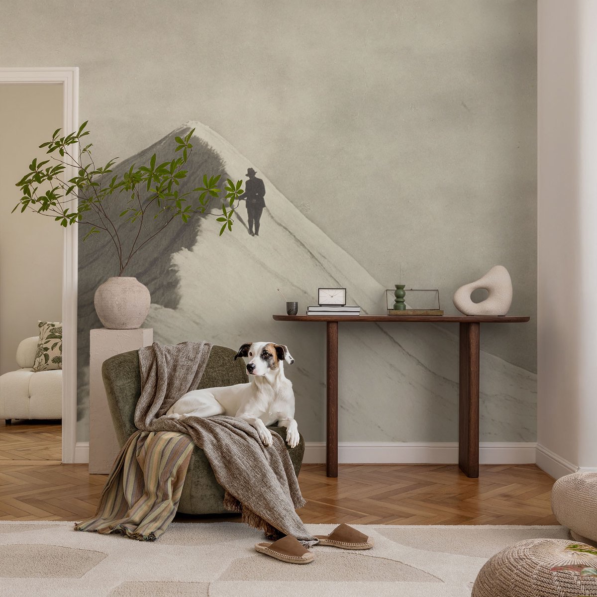 Coloray Vliesbehang - Grijs Snellijm Behang - 104x70 cm - Eenzame Klimmer Muurschildering - Slaapkamer behang Landschappen - Fotobehang Vlies - Slaapkamer behang