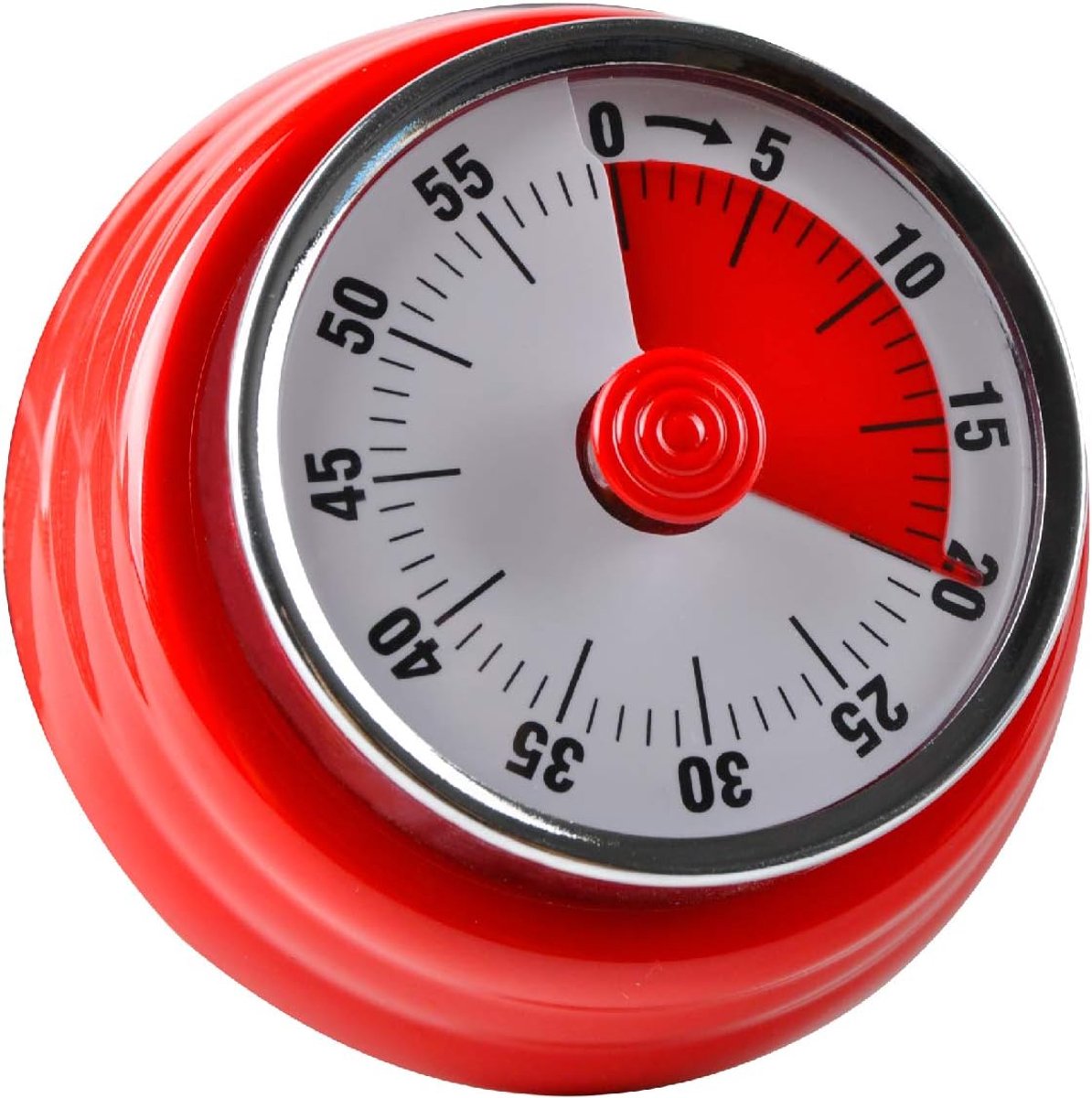 Keuken Timer herinnering Beheer timers 360 graden roterende mechanische timer Bakken countdown Keuken wekker koelkast magnetisch voor koken, leren (rood)