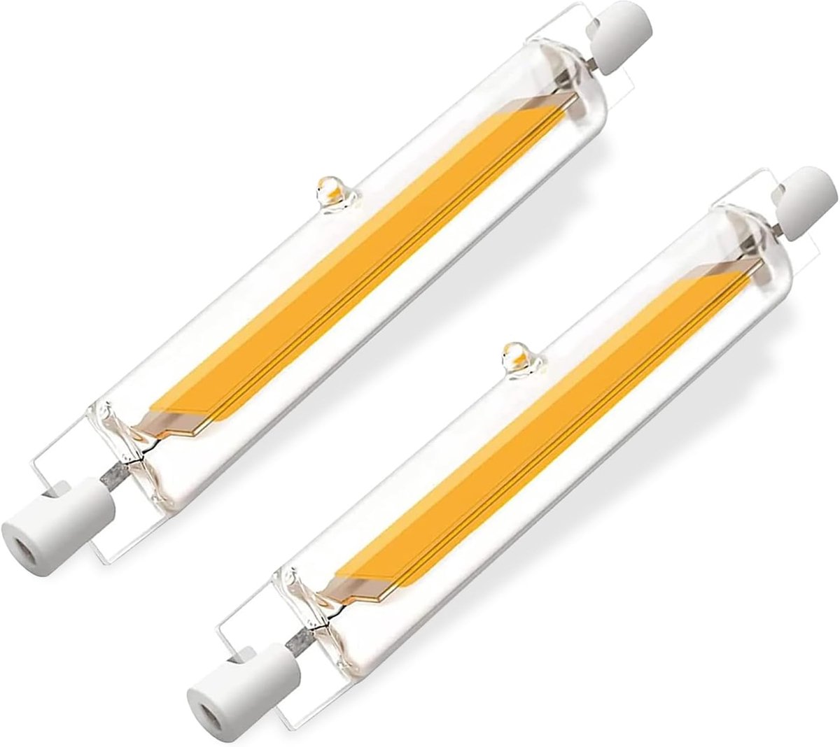 Led-lampen 78 mm, dimbaar, 10 W gelijk aan 78 mm halogeenlamp 100 W, zonder flikkeren, warm wit 3000 K 1000 LM, AC 220-240 V, 360° lichtbundel, set van 2
