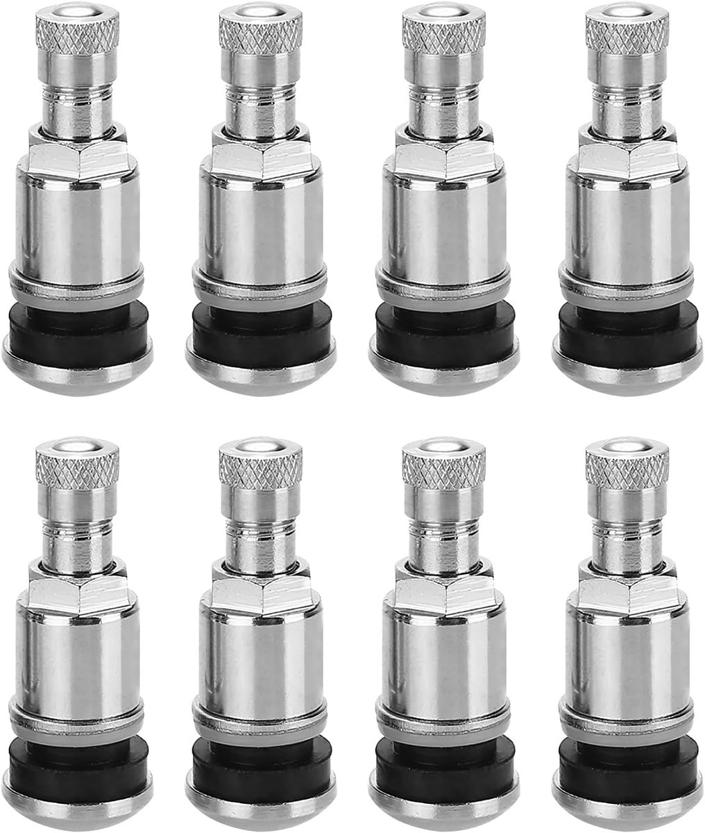 8 stuks autoventielen 11,3 mm, zilveren metalen bandenventielen voor aluminium velgen, universele autobandenventielen met ventielinzetstuk, duurzame velgenventielen voor autobanden, vervanging