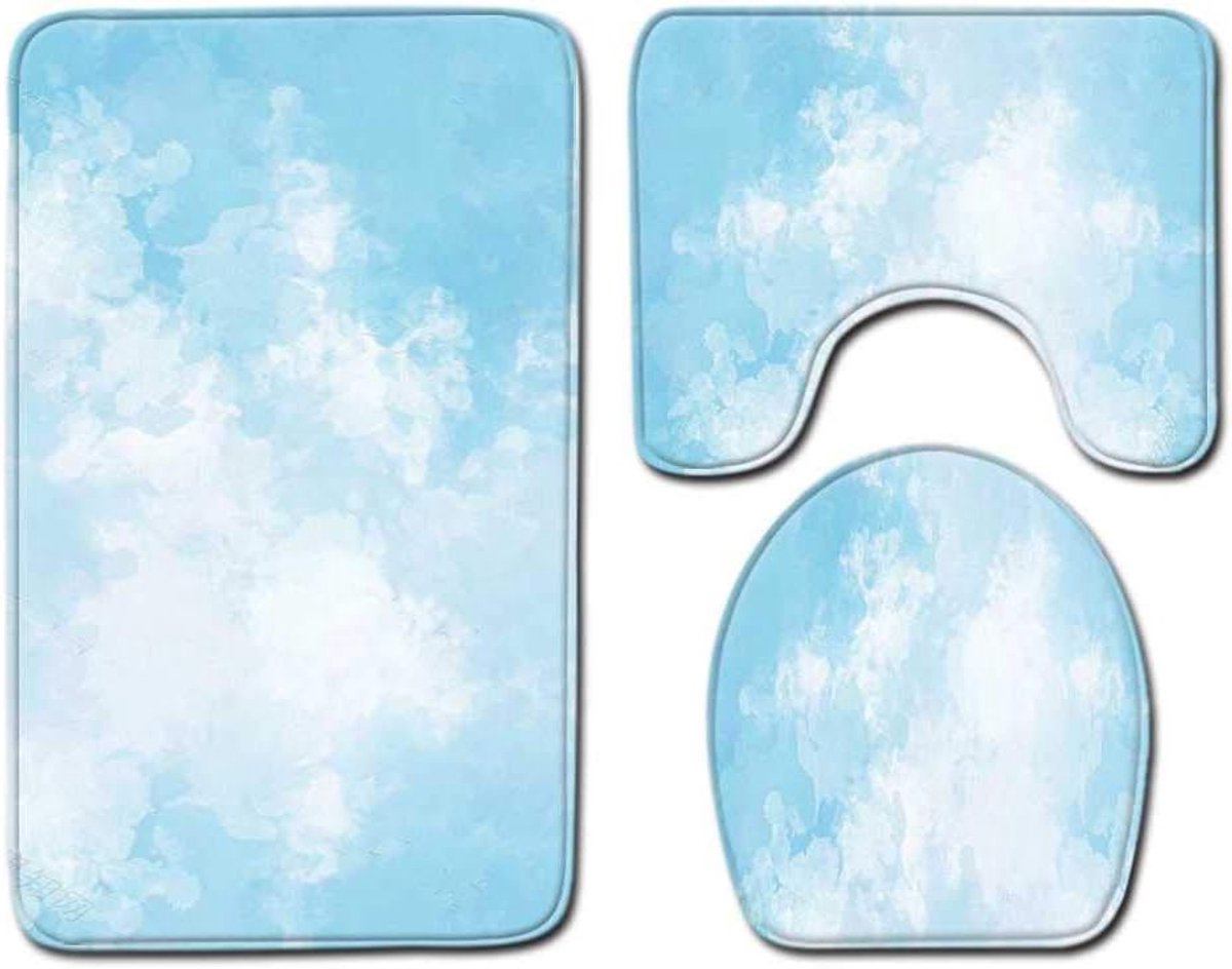 Mat, Toiletmat, Badkamer Tapijt, Driedelige Badkamer Anti-slip Mat, Tapijt Deurmat, Douche Mat Badkamer Stoelkussen 45cmx75cm