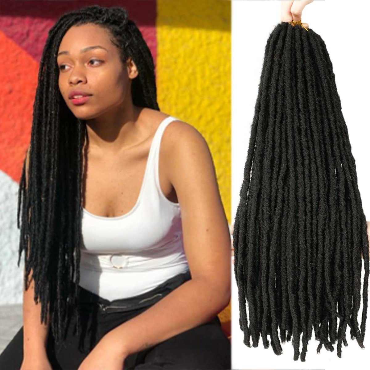 5 verpakkingen/set godin valse lokken, gehaakt haar, dreadlocks, zacht, kunstlokken, gevlochten, haarverlenging, synthetisch, 66 cm
