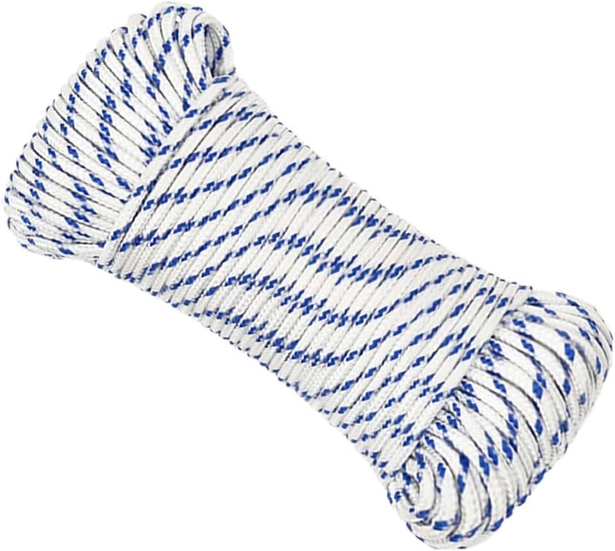 4 mm × 50 m, polypropyleen, wit, weerbestendig, slijtvast, voor zeilboten, jachten, vastbinden en vastmaken