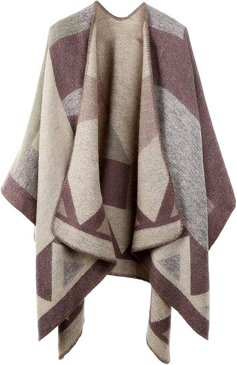 Girl Poncho, dames, gebreid, oversized, cape/sjaal