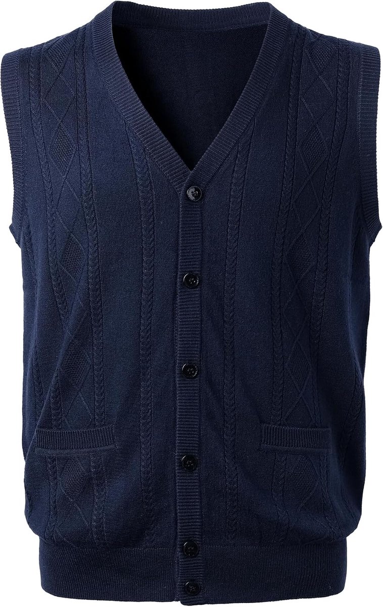 Kabel Gebreide Trui Vest Button Down Mouwloos Vest Wolmix Gentleman Casual Gebreide Top met Zakken