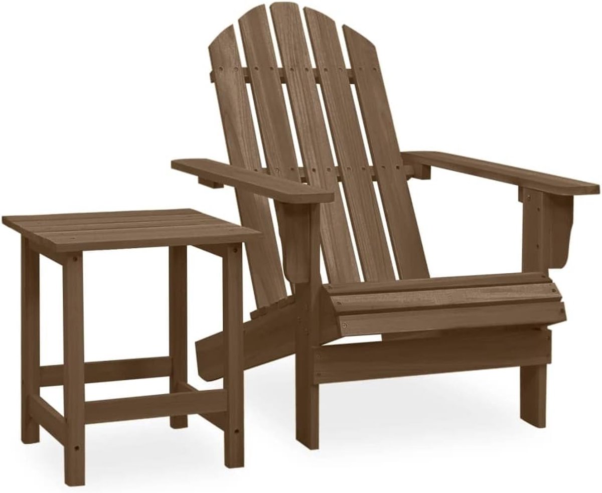 Adirondack-tuinstoel, balkonmeubel, klein balkon, tuinbank met tafel, massief dennenhout, bruin