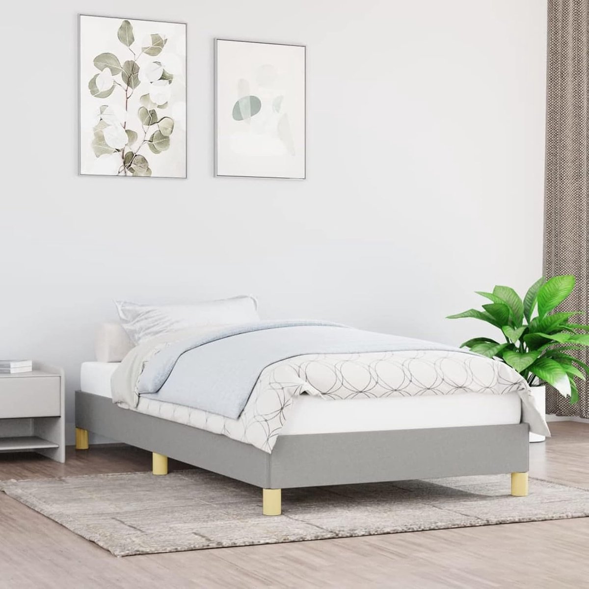 Giroletto, bedframe, tweepersoonsbed, eenpersoonsbed, bedframe met platform | onderlegger voor matras, bedframe, lattenbodem, lichtgrijs 80 x 200 cm