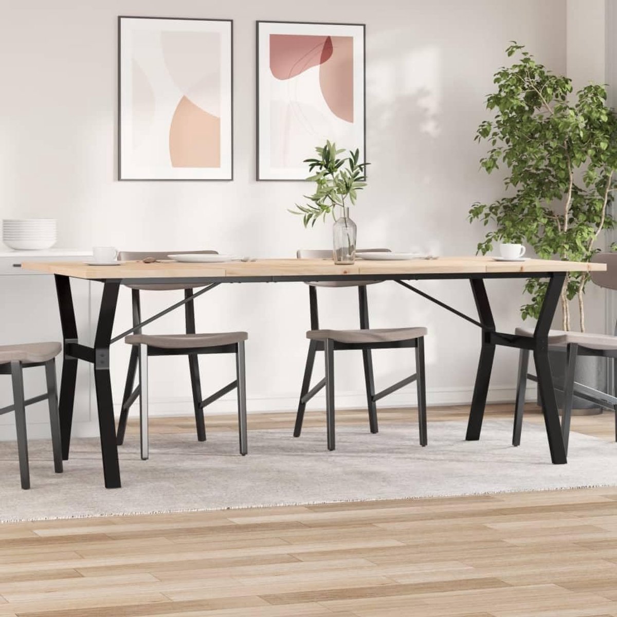 Grenen Y frame Eettafel 200x100x75.5 cm