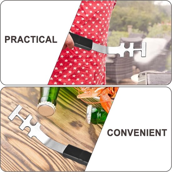 Set van 2 hittebestendige grillroosterlifters, roestvrij staal, grillroosterlifter voor veilig hanteren van hete grillroosters, outdoor barbecue-accessoires — afbeelding 5