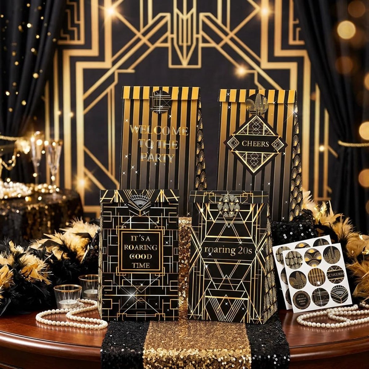 12stuks Roaring Good 20s Time feestdecoratie cadeaudoosjes lekkers
