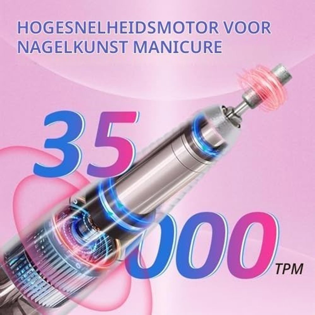 Professionele Nagelboor Handstuk voor Manicure en Pedicure - Elektrische Nagelverzorging, Polijsten en Schuren van Acrylnagels en Gelnagels