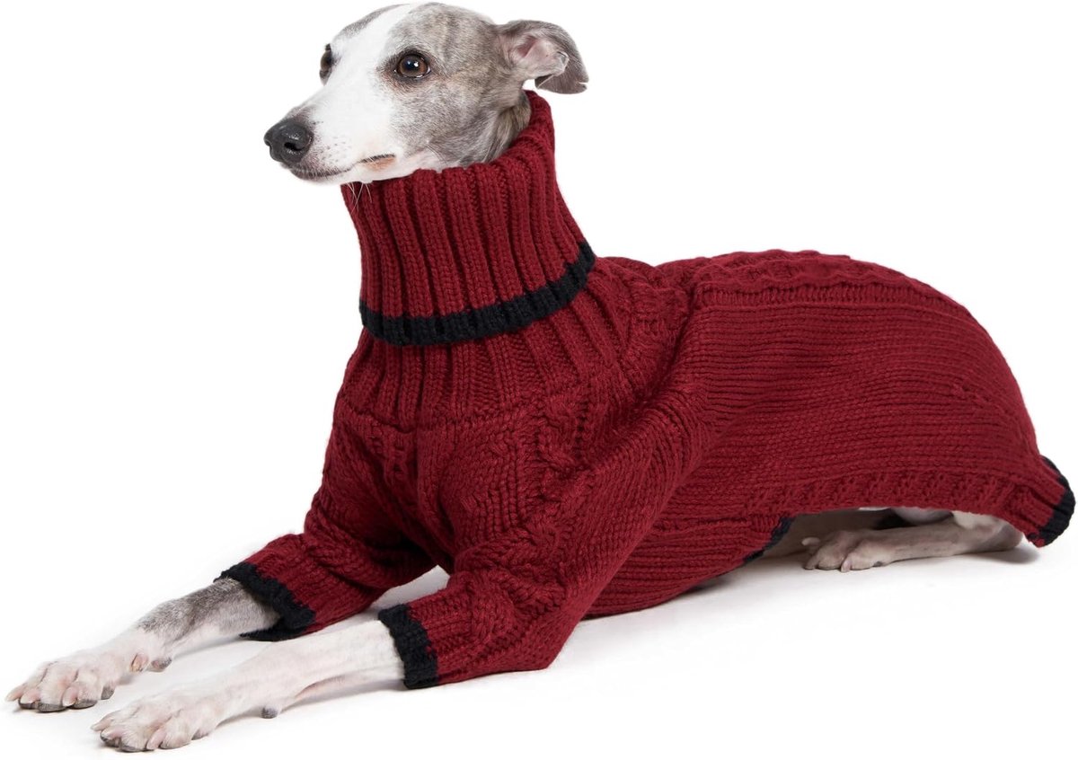 windhond kleding, warme trui voor Whippets, hondenonesie, tweebenige coltrui warme trui voor kleine tot middelgrote honden (XL, rood)