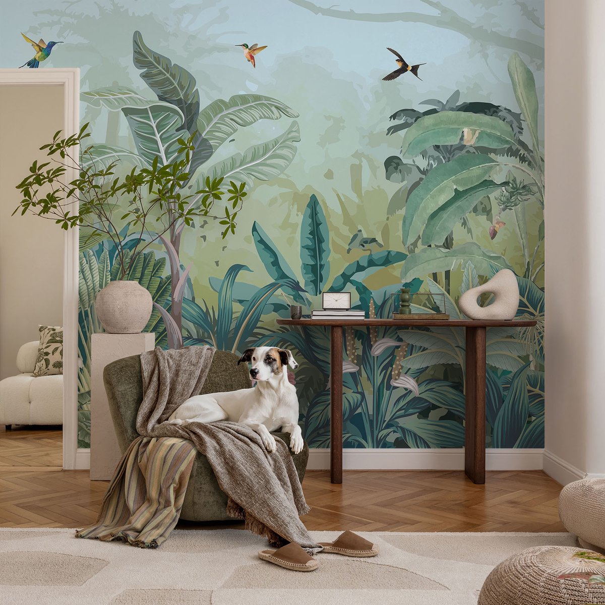 Coloray Vliesbehang - Groente Snellijm Behang - 104x70 cm - Tropische Natuur Muurschildering - Gang behang Bloemen En Planten - Fotobehang Vlies - Slaapkamer behang