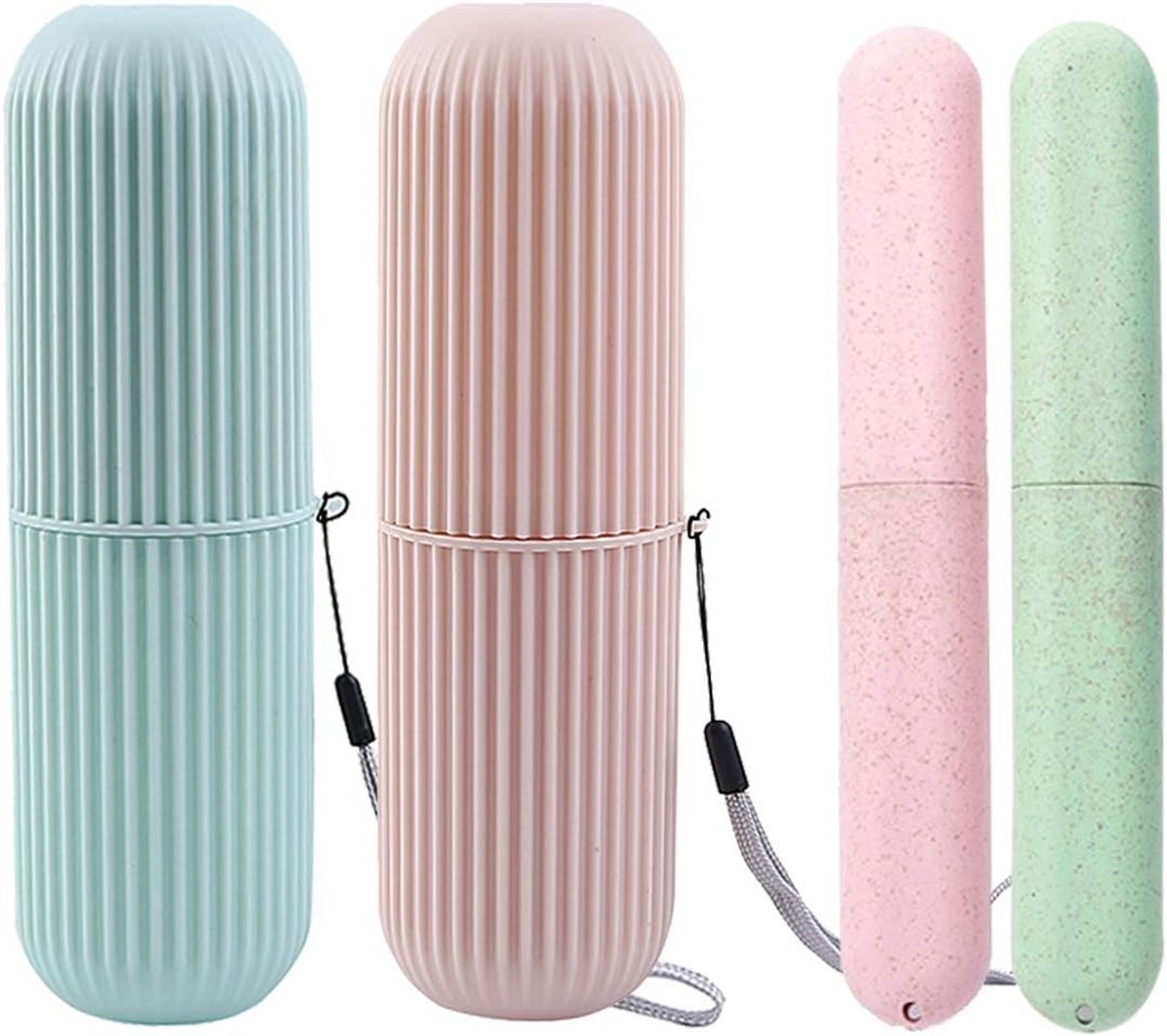 Reis Etui voor Tandenborstels en Tandpasta, 2 Stuks, Compacte Opbergdoos voor Camping en Outdoor Activiteiten, Inclusief Waterbeker en Tandenborstelhouders