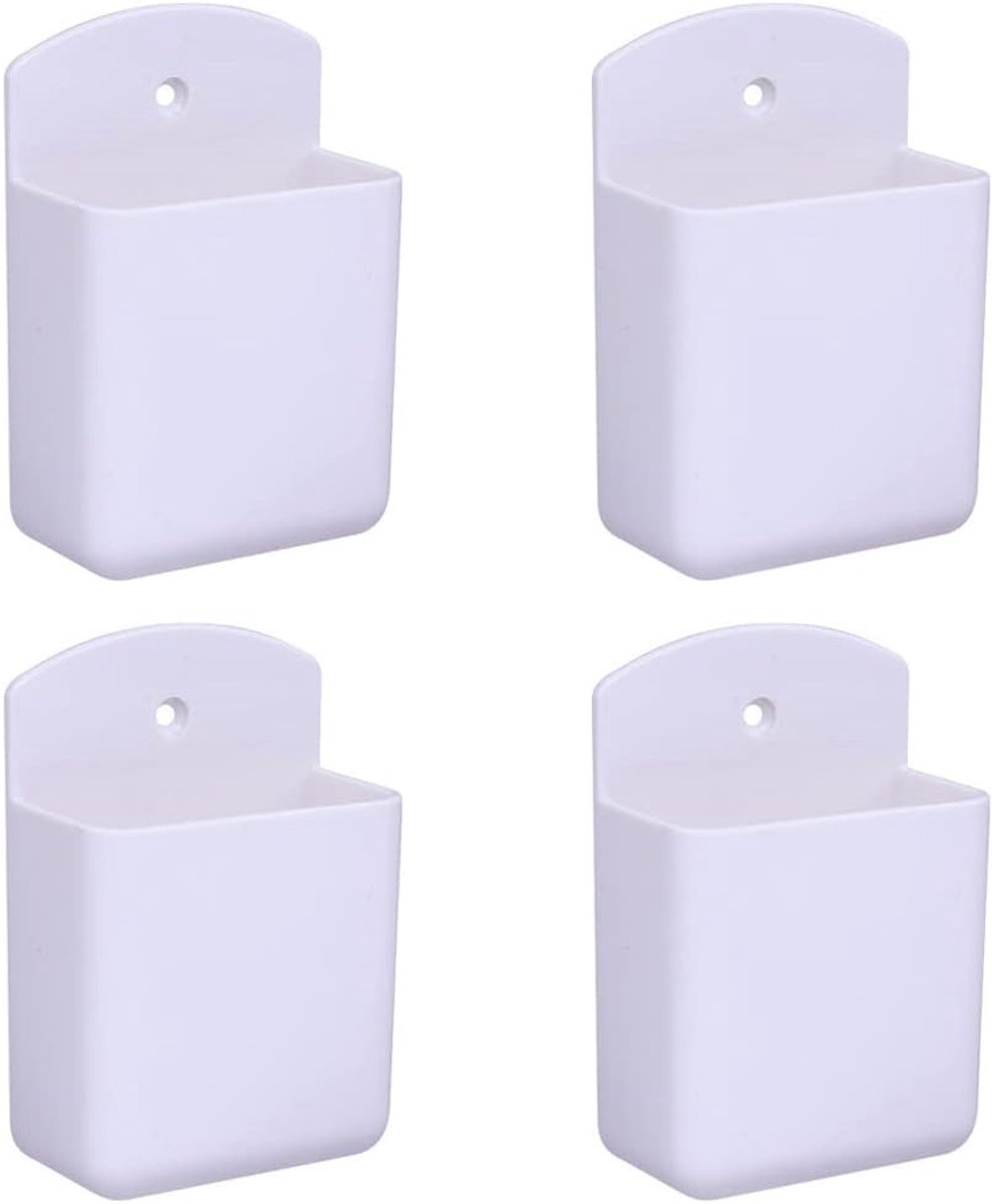 Set van 4 witte afstandsbedieningshouders voor wandmontage media-opbergdoos voor thuiskantoor slaapkamer salon zelfklevende opbergdoos