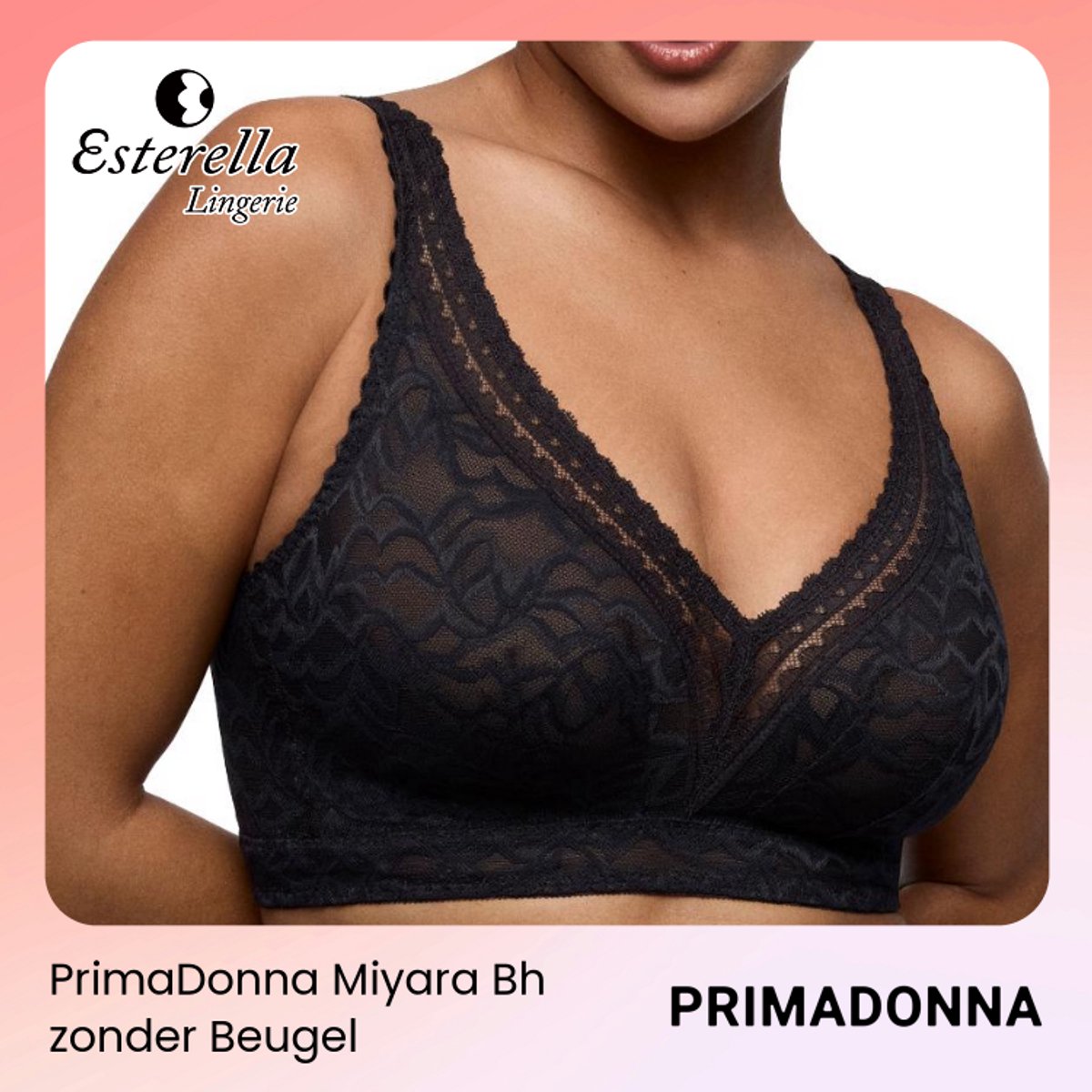 PrimaDonna Miyara Bralette 0163626 Floral Eclipse - maat EU 95C / FR Zwart