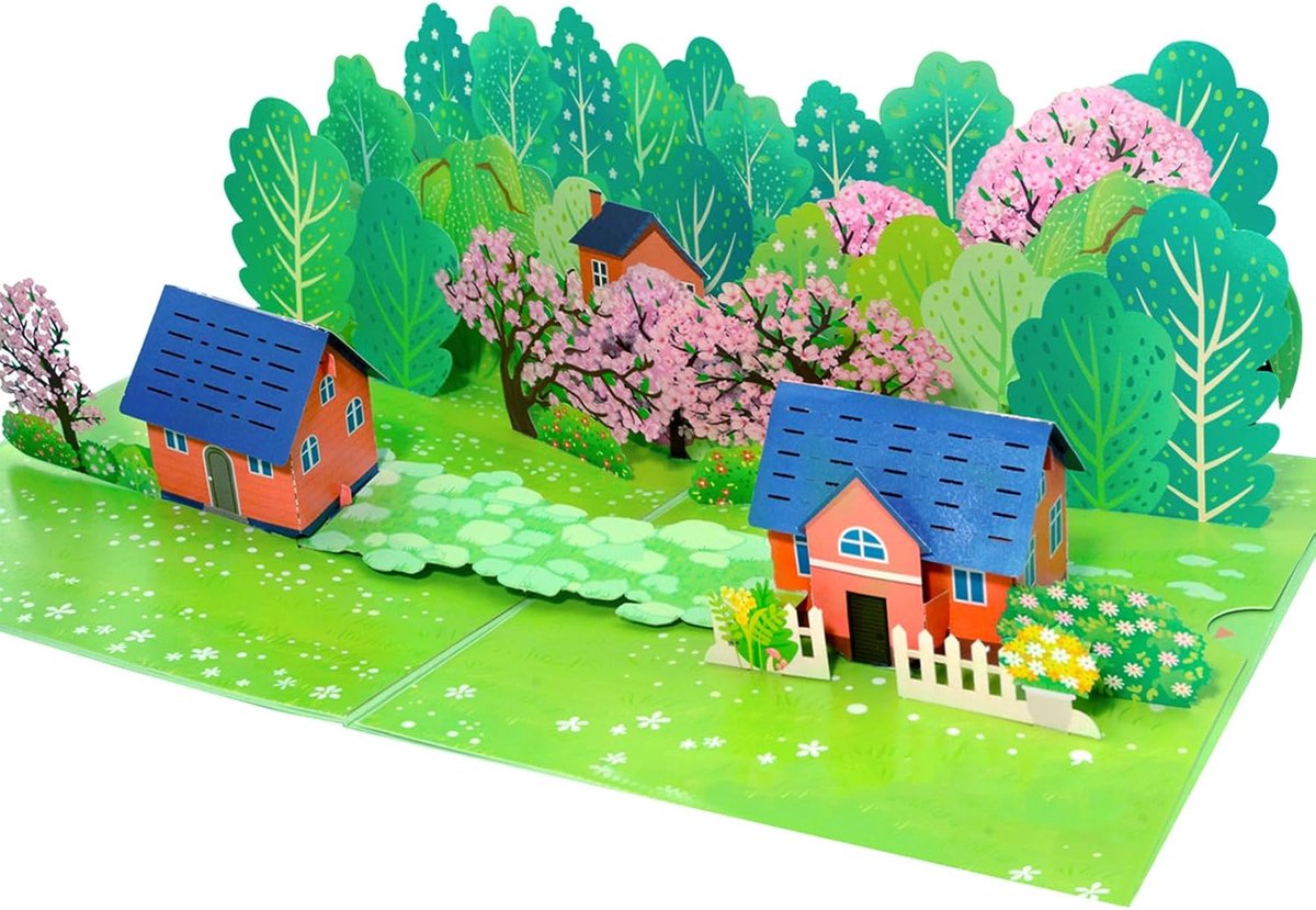 Upkaart Bos met Huisjes, Verjaardagskaart, Pensioenkaart, Geldcadeau Tuin, Ideaal Voor Vrienden, Collega’s, Tuinliefhebbers En Reisliefhebbers Voor Veel Bijzondere Momenten