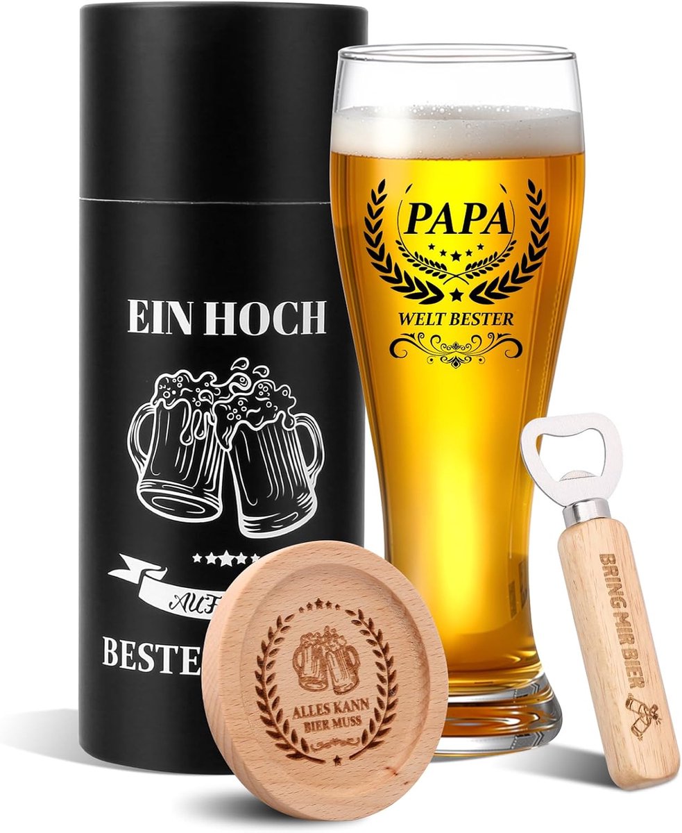 Cadeau voor Papa Gepersonaliseerd Bierglas voor Papa 425ml Bierglas Decoratief Glas Cadeau voor Mannen