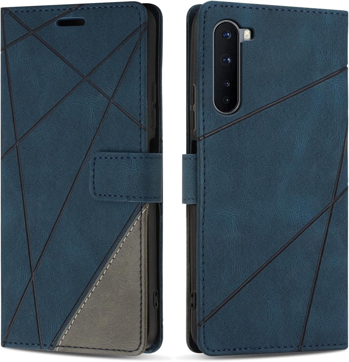 Hoesje voor OnePlus Nord 5G, Premium Lederen Portemonnee Beschermhoes Telefoonhoesjes met Kaartenvakken Beschermhoesje voor OnePlus Nord 5G, Blauw