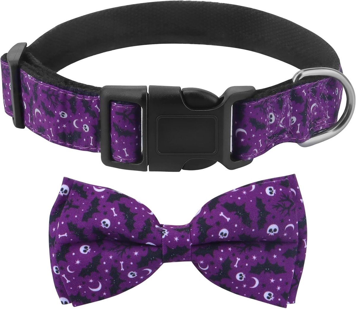 Hondenhalsband van allerheiligen, met hondenvlinderdas, afneembare hondenhalsband, gepersonaliseerde hondenhalsband, verstelbare hondenhalsband, voor honden, kleine middelgrote en grote honden (S,