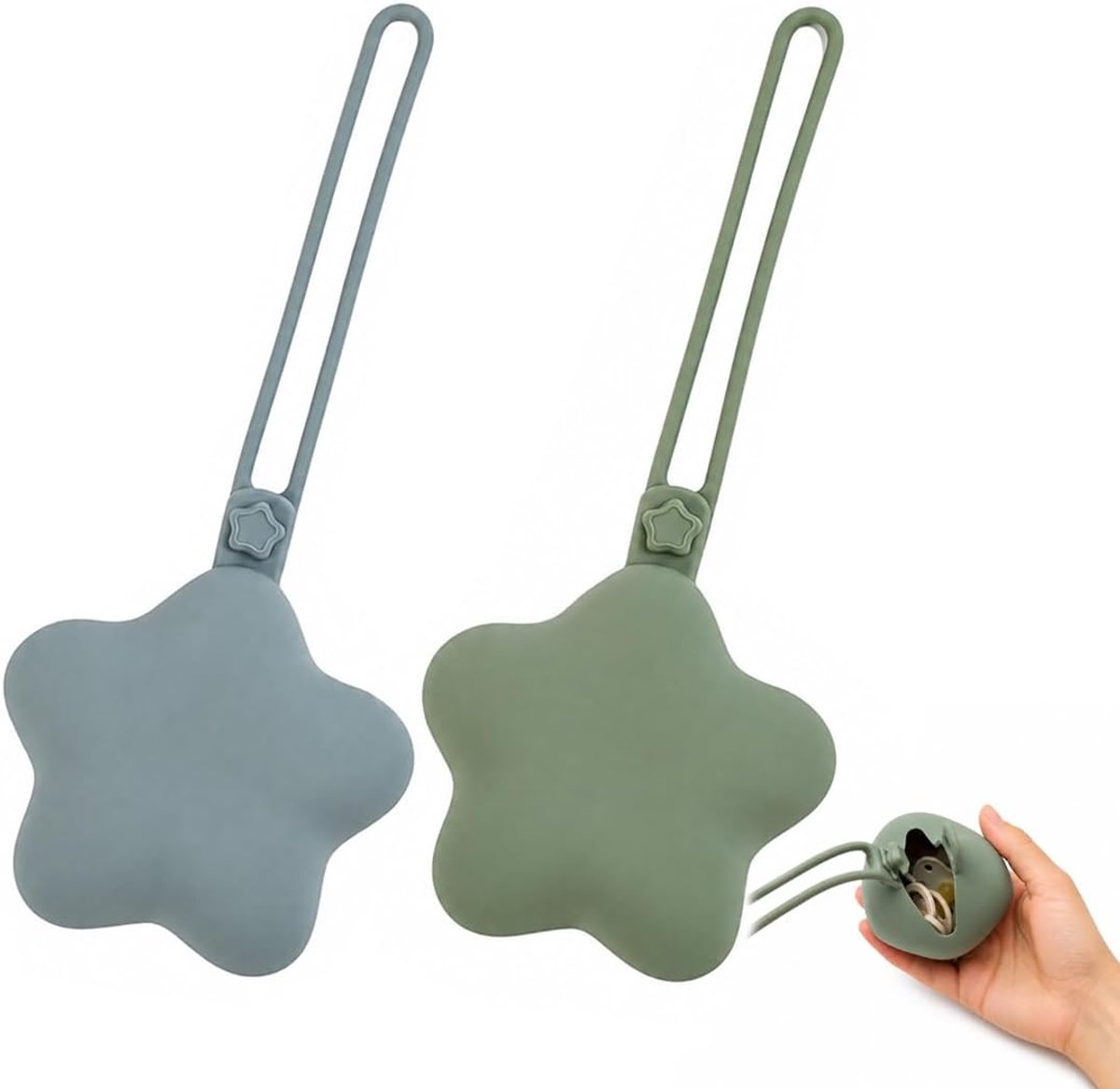 2 stuks fopspeenboxset fopspeenopbergdoosje siliconen BPA-vrij hygiënische opbergruimte voor baby's en peuters sterrenontwerp hoogwaardige babyaccessoires kraamcadeau basisuitrusting（A）