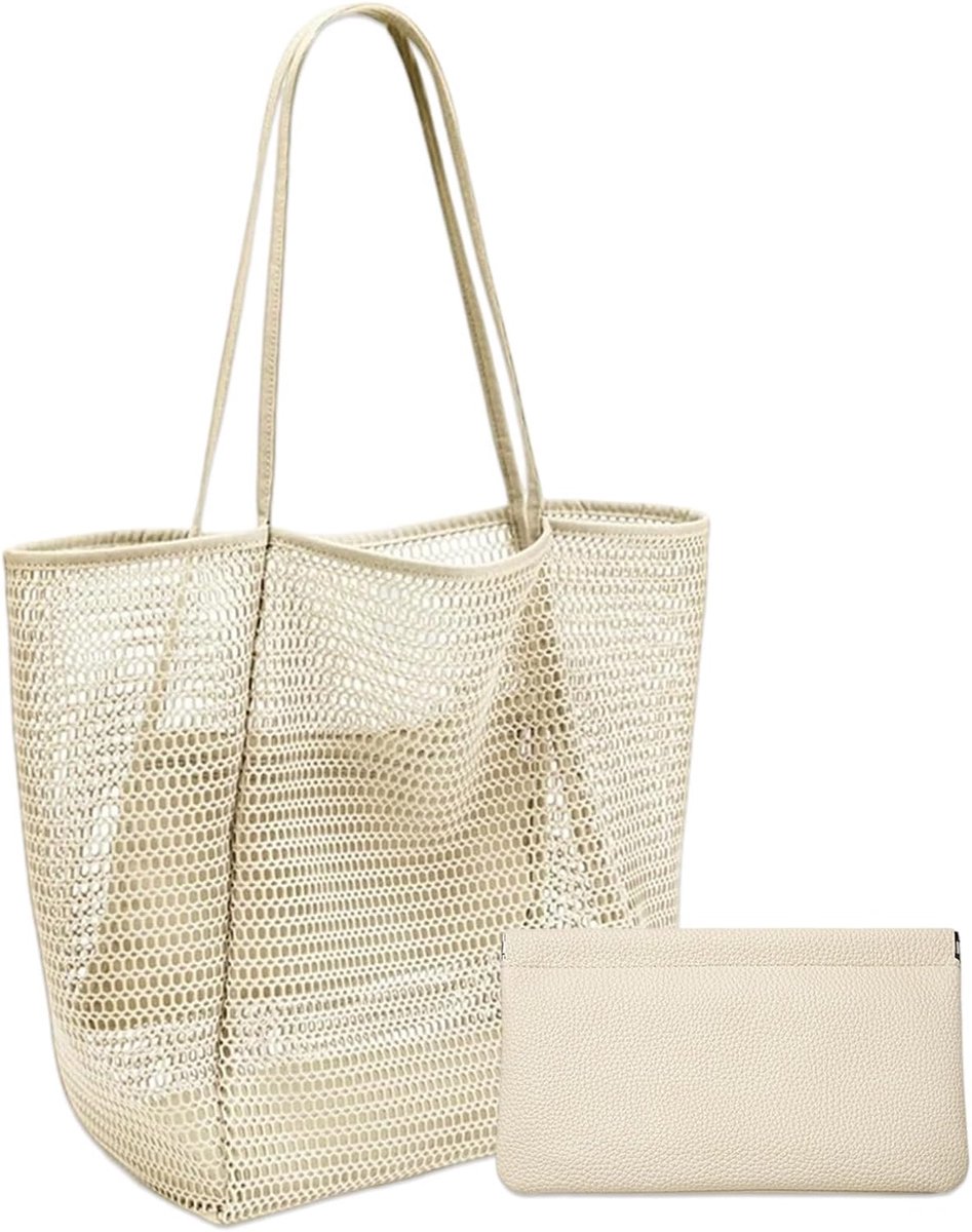Lichte mesh-strandtas, grote strandtas voor dames, strandtas voor dames, nettas, handtassen, strandtas, strandtas voor vrouwen, voor winkelen, strandvakantie en zwembaden