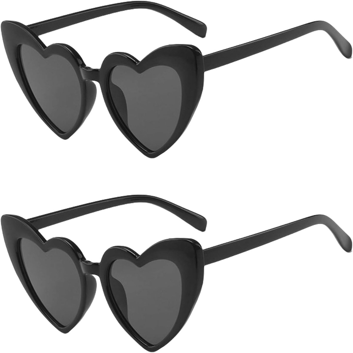 Zonnebrillen, vintage hartjesbril voor dames en heren, UV400-bescherming, zwart en wit hartvormige zonnebril, zonnebril in hartvorm voor feest, bruiloft, retro hartvormige
