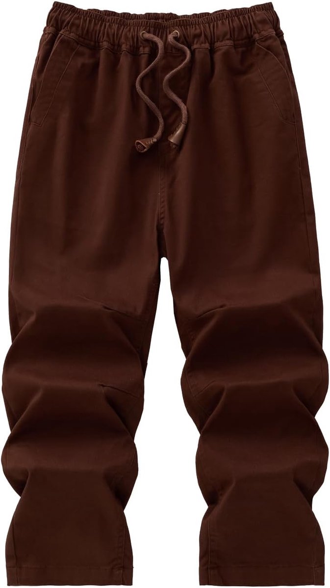 Broek voor jongens met elastische tailleband en trekkoord in effen kleur